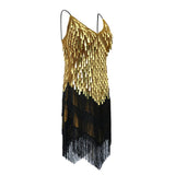 Maxbell Women Latin Ballroom Dance Costume Sequins Tassel Sling Skirt Black Gold - Aladdin Shoppers