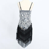 Maxbell Women Latin Ballroom Dance Costume Sequins Tassel Sling Skirt Red - Aladdin Shoppers