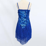 Maxbell Women Latin Ballroom Dance Costume Sequins Tassel Sling Skirt Red - Aladdin Shoppers