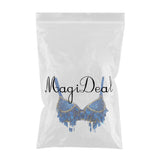 Maxbell Maxbell Belly Dance Beaded Bra Sequins Tassel Top Sexy Dancing Singer Costume Blue