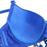 Maxbell Maxbell Belly Dance Beaded Bra Sequins Tassel Top Sexy Dancing Singer Costume Blue