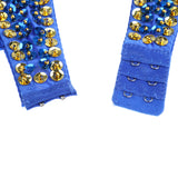 Maxbell Maxbell Belly Dance Beaded Bra Sequins Tassel Top Sexy Dancing Singer Costume Blue