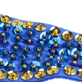 Maxbell Maxbell Belly Dance Beaded Bra Sequins Tassel Top Sexy Dancing Singer Costume Blue