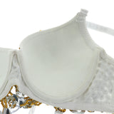 Maxbell Maxbell Belly Dance Beaded Bra Sequins Tassel Top Sexy Dancing Singer Costume Silver