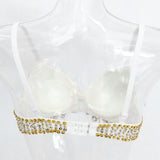 Maxbell Maxbell Belly Dance Beaded Bra Sequins Tassel Top Sexy Dancing Singer Costume Silver