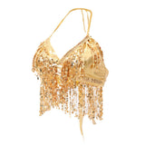 Maxbell 2pieces Belly Dance Costume Bra Halter Top Sequin Performance Outfits