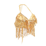 Maxbell 2pieces Belly Dance Costume Bra Halter Top Sequin Performance Outfits