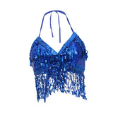 Maxbell 2pieces Belly Dance Costume Bra Halter Top Sequin Performance Outfits