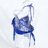 Maxbell 2pieces Belly Dance Costume Bra Halter Top Sequin Performance Outfits