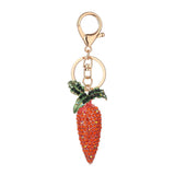 Rhinestone Key Chain Car Key Ring Accessory Crystal Bag Decor Keyring Orange Radish