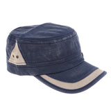 Unisex Mens Women Leisure Cotton Army Flat Top Cadet Cap Cool Hat Deep Blue