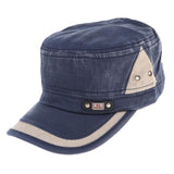 Unisex Mens Women Leisure Cotton Army Flat Top Cadet Cap Cool Hat Deep Blue