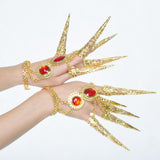 Maxbell 2Pieces Indian Belly Dance Perfome Bracelet Finger Nails Artificial jewelry