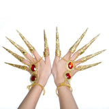 Maxbell 2Pieces Indian Belly Dance Perfome Bracelet Finger Nails Artificial jewelry