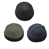 Maxbell 2pieces Men Retro Docker Leon Beanie Cap Pure Cotton Hat
