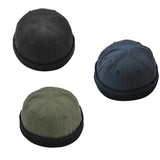 Maxbell 2pieces Men Retro Docker Leon Beanie Cap Pure Cotton Hat