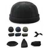 Maxbell 2pieces Men Retro Docker Leon Beanie Cap Pure Cotton Hat
