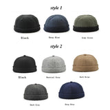 Maxbell 2pieces Men Retro Docker Leon Beanie Cap Pure Cotton Hat