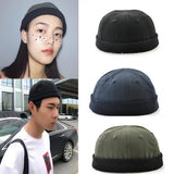 Maxbell 2pieces Men Retro Docker Leon Beanie Cap Pure Cotton Hat