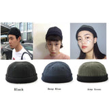 Maxbell 2pieces Men Retro Docker Leon Beanie Cap Pure Cotton Hat