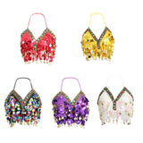 Maxbell Maxbell Belly Dance Beaded Bra Sequins Tassel Top Sexy Dancing Singer Costume Red