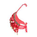 Maxbell Maxbell Belly Dance Beaded Bra Sequins Tassel Top Sexy Dancing Singer Costume Red