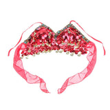Maxbell Maxbell Belly Dance Beaded Bra Sequins Tassel Top Sexy Dancing Singer Costume Red