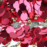 Maxbell Maxbell Belly Dance Beaded Bra Sequins Tassel Top Sexy Dancing Singer Costume Red