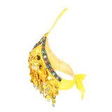 Maxbell Maxbell Belly Dance Beaded Bra Sequins Tassel Top Sexy Dancing Singer Costume Yellow