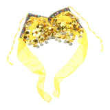 Maxbell Maxbell Belly Dance Beaded Bra Sequins Tassel Top Sexy Dancing Singer Costume Yellow