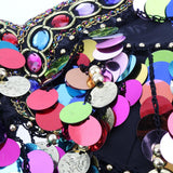 Maxbell Maxbell Belly Dance Beaded Bra Sequins Tassel Top Sexy Dancing Singer Costume Black