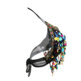 Maxbell Maxbell Belly Dance Beaded Bra Sequins Tassel Top Sexy Dancing Singer Costume Black