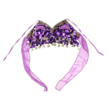 Maxbell Maxbell Belly Dance Beaded Bra Sequins Tassel Top Sexy Dancing Singer Costume Purple