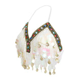 Maxbell Maxbell Belly Dance Beaded Bra Sequins Tassel Top Sexy Dancing Singer Costume White