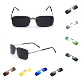 Maxbell 2pieces Polarized Clip On Flip Up UV400 Driving Rectangle Sunglasses