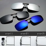 Maxbell 2pieces Polarized Clip On Flip Up UV400 Driving Rectangle Sunglasses