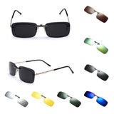 Maxbell 2pieces Polarized Clip On Flip Up UV400 Driving Rectangle Sunglasses
