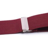 Maxbell Vintage Men's Y Back Suspenders with Strong Clips Leather Joint Red wine