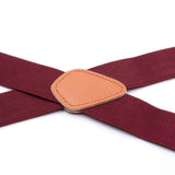 Maxbell Vintage Men's Y Back Suspenders with Strong Clips Leather Joint Red wine