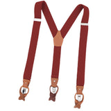 Maxbell Vintage Men's Y Back Suspenders with Strong Clips Leather Joint Red wine