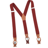 Maxbell Vintage Men's Y Back Suspenders with Strong Clips Leather Joint Red wine