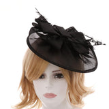 Womens Bridal Feather Fascinator Cocktail Party Hats Headpieces Headband Black