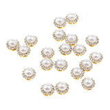Maxbell 40x Faux Pearl Buttons Rhinestone Embellishments Flatback for DIY 10mm+8mm