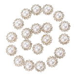 Maxbell 40x Faux Pearl Buttons Rhinestone Embellishments Flatback for DIY 10mm+8mm