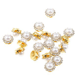 Maxbell 40x Faux Pearl Buttons Rhinestone Embellishments Flatback for DIY 10mm+8mm