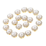 Maxbell 40x Faux Pearl Buttons Rhinestone Embellishments Flatback for DIY 10mm+8mm
