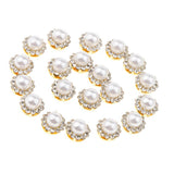 Maxbell 40x Faux Pearl Buttons Rhinestone Embellishments Flatback for DIY 10mm+8mm