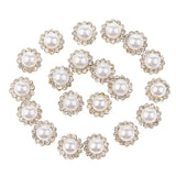 Maxbell 40x Faux Pearl Buttons Rhinestone Embellishments Flatback for DIY 10mm+8mm