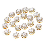 Maxbell 40x Faux Pearl Buttons Rhinestone Embellishments Flatback for DIY 10mm+8mm