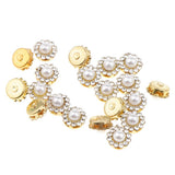 Maxbell 40x Faux Pearl Buttons Rhinestone Embellishments Flatback for DIY 10mm+8mm